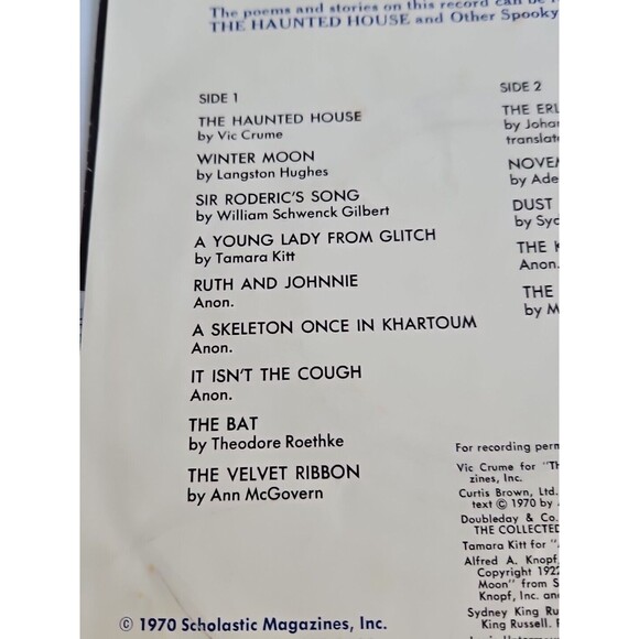 1970 The Haunted House and Other Spooky Poems & Tales 33rpm Scholastic Halloween - Picture 5 of 10